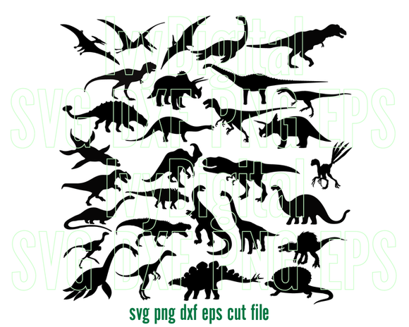 Bundle Dinosaurs svg Silhouette T rex Dinosaurs vector clipart sign shirt decor birthday party svg png dxf eps cut files cameo cricut