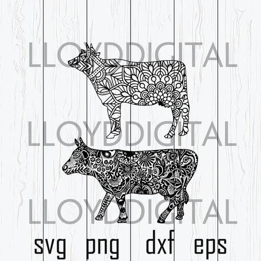 Mandala Cow svg cow mandala svg, calf, head, heifer, muzzle Farmer shirt, farm life, farming svg png dxf cut file Cricut - BundleofSVG