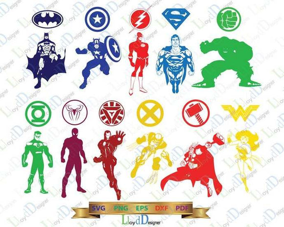 Superheroes SVG Superhero logo sign Justice league Superhero silhouette clipart decor ornament party svg eps dxf png files for cameo cricut
