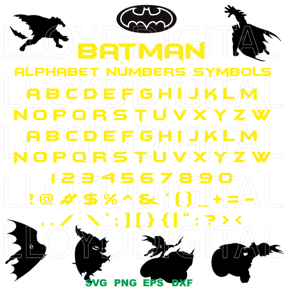 Batman SVG batman logo svg batman Font Alphabet letters batman silhouette gift ornament poster eps jpg svg cut files print Cameo Cricut