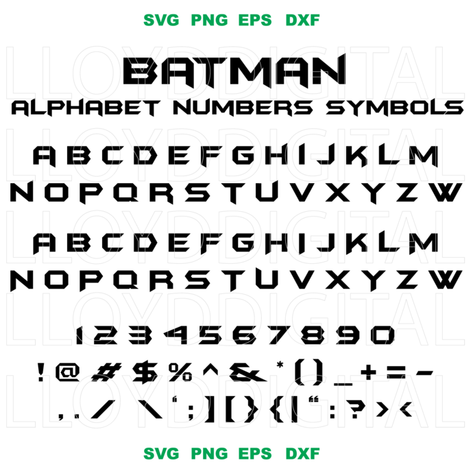 Batman SVG batman logo svg batman Font Alphabet letters batman silhouette gift ornament poster eps jpg svg cut files print Cameo Cricut - BundleofSVG