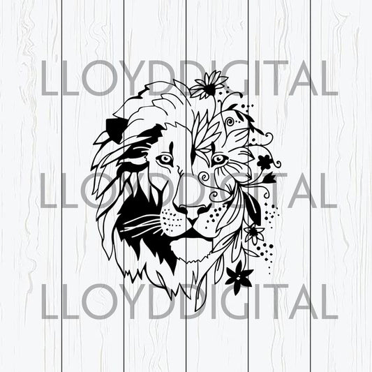 Lion Mandala svg Face Zentangle Lion king head Flower svg lion Floral animals Boho birthday svg eps png dxf cutting files cameo cricut - BundleofSVG