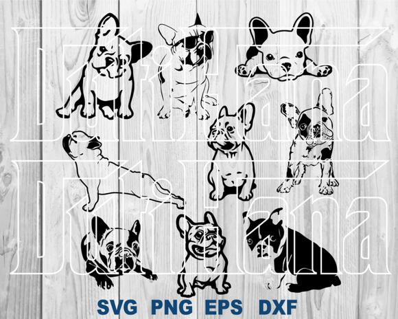 Pet Dog French Bulldog Face Glasses SVG Peeking Paws Animal clipart Silhouette Banner Decor printable svg png dxf cut files cameo cricut