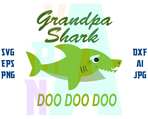 Grandpa Shark Doo Doo Doo SVG Grandpa shark shirt Grandparents day svg Gift Granpa Birthday sign svg eps dxf png cut file Printable Decor