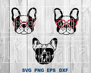 Pet Dog French Bulldog Face Glasses SVG Peeking Paws Animal clipart Silhouette Banner Decor printable svg png dxf cut files cameo cricut