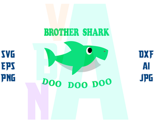 Family Brother Shark Doo Doo Doo SVG Brother shark T shirt shark Baby Birthday Invitation Printable Decal svg eps dxf png cut file cricut