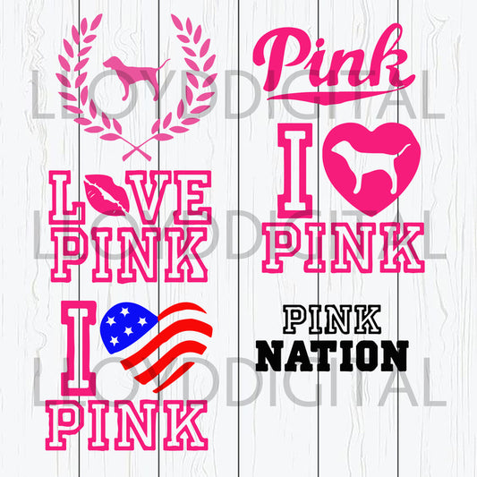 Love Pink Bundle SVG File Love Pink Clip Art Love Pink VS Love Pink Dog Print svg Instant Download svg png jpg dxf eps clipart - BundleofSVG