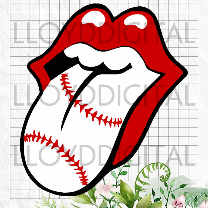 Love Baseball Tongue Lips svg shirt instant download svg png jpg dxf eps clipart cutting files silhouette cameo cricut - BundleofSVG