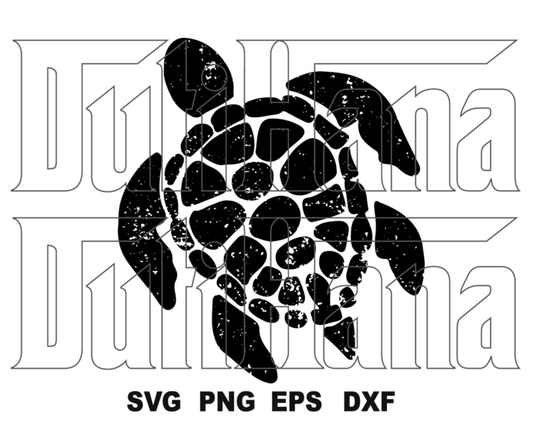 Distress Sea Turtle SVG Tribal Distressed Zentangle Printable clipart Silhouette Decor svg png dxf vinyl cut file cameo cricut - BundleofSVG