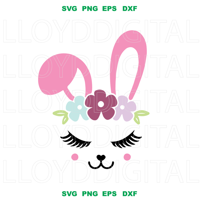 Bunny face ears Easter Floral Rabbit SVG floral Bunny svg easter bunny printable shirt gifts svg eps dxf png cut file for silhouette cricut - BundleofSVG