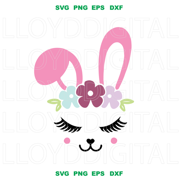 Bunny face ears Easter Floral Rabbit SVG floral Bunny svg easter bunny printable shirt gifts svg eps dxf png cut file for silhouette cricut