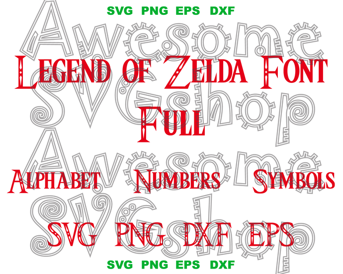 Legend of Zelda Triforce Font SVG Alphabet Zelda Letters svg Numbers birthday decor party svg png dxf cut file Cameo Cricut - BundleofSVG