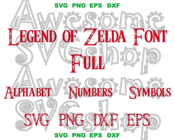 Legend of Zelda Triforce Font SVG Alphabet Zelda Letters svg Numbers birthday decor party svg png dxf cut file Cameo Cricut