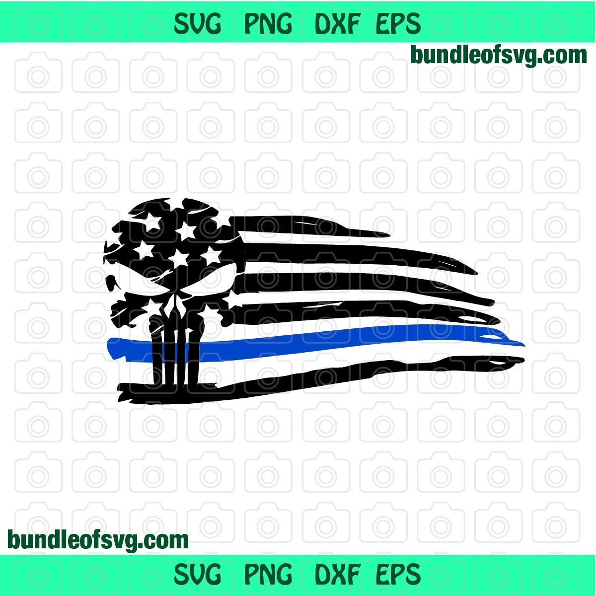 America Flag Police SVG Thin Blue Line Flag Skull svg Military svg eps png dxf files Cricut - BundleofSVG