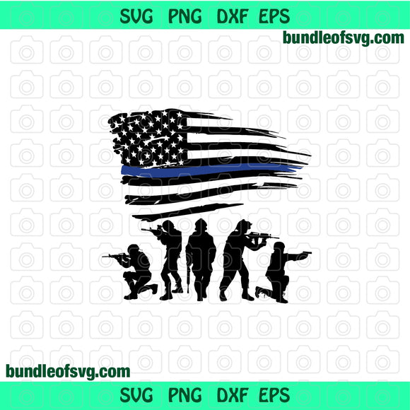 America Flag Police SVG Thin Blue Line SVG Police America Military USA svg png dxf eps files cameo cricut