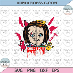 Angel and Demon Chucky Face svg Childs Play svg Horror Halloween svg png eps dxf files