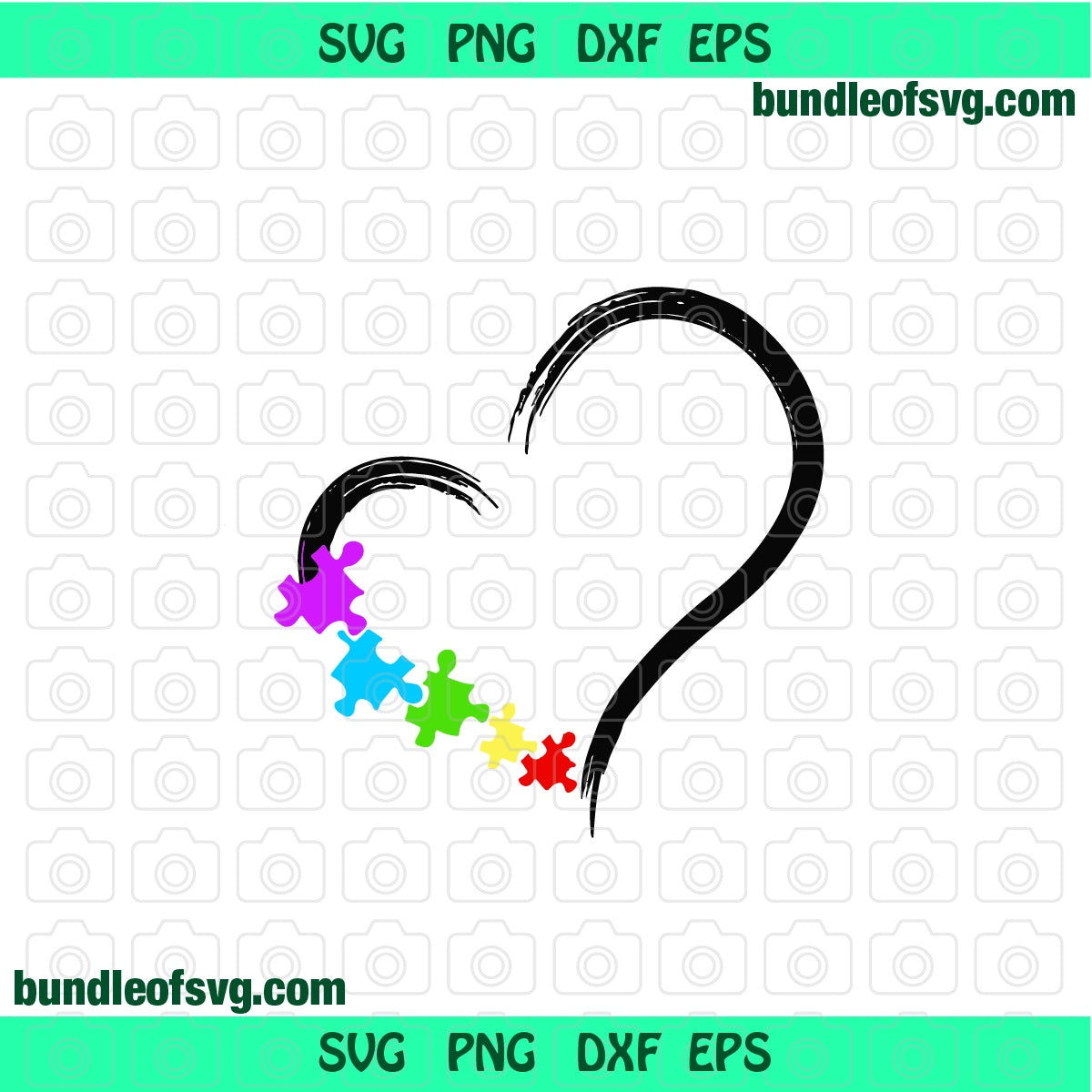 Autism Heart Puzzle Piece svg Autism Awareness svg eps png dxf cutting files cameo cricut