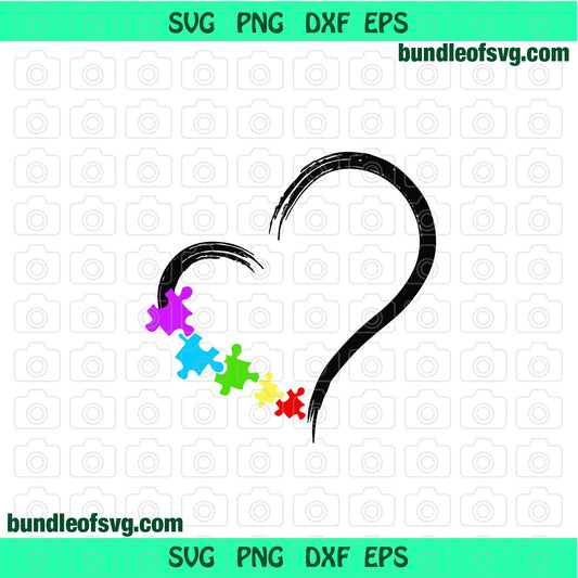 Autism Heart Puzzle Piece svg Autism Awareness svg eps png dxf cutting files cameo cricut