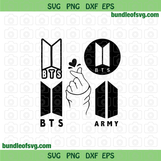 BTS SVG Bundle BTS Logo svg Bangtam Boys Svg Finger Heart svg eps png dxf cut files cameo cricut - BundleofSVG