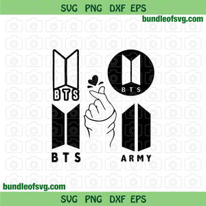 BTS SVG Bundle BTS Logo svg Bangtam Boys Svg Finger Heart svg eps png dxf cut files cameo cricut