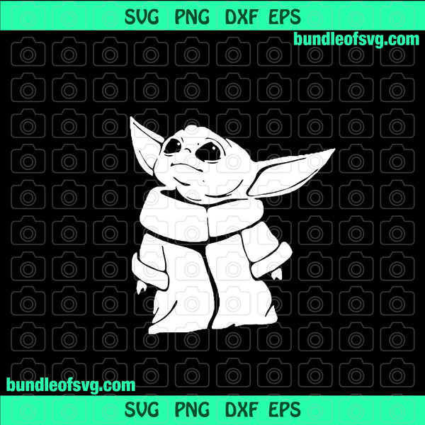 Baby Yoda Outline SVG DXF EPS PNG ClipArt Transparent Background