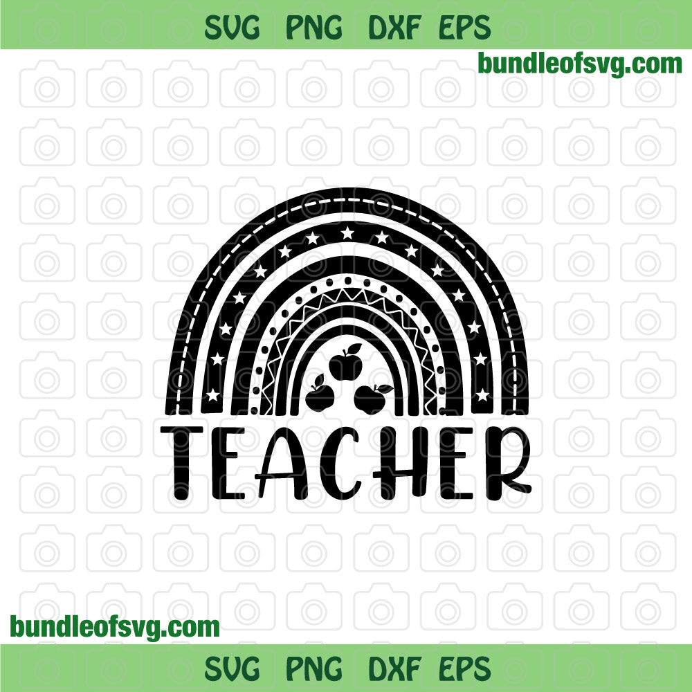 Back to school svg Teacher Rainbow svg Rainbow Teacher svg png eps dxf cut files Silhouette Cricut - BundleofSVG