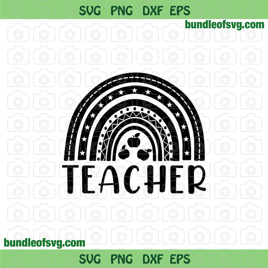 Back to school svg Teacher Rainbow svg Rainbow Teacher svg png eps dxf cut files Silhouette Cricut - BundleofSVG