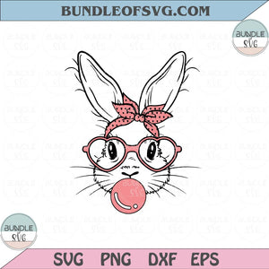 Bandana Bunny Blowing Bubble Gum Svg Galsses Bubble Gum Bunny Svg Png Eps files Cameo Cricut