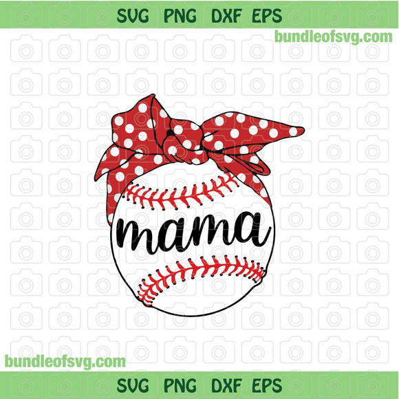 Baseball Mama svg Softball Mama Bow svg Baseball mom Bandana svg png dxf eps files cricut