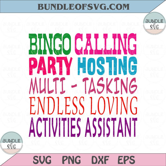 Bingo Calling svg Party Hosting Endless Loving Recreation Therapist svg Bingo Svg png dxf cut files cricut