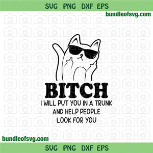 Bitch I will put you in a trunk and help people look for you svg Funny Cat svg Black Cat svg png dxf eps file silhouette cricut