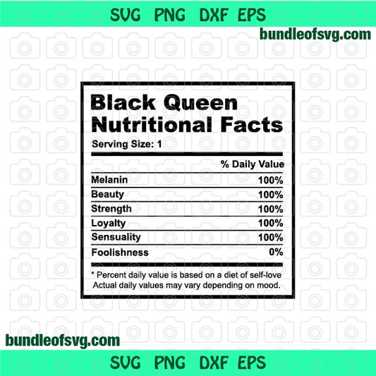 Black History Month svg Black Queen Nutritional Facts svg Melanin svg png jpg dxf eps clipart cutting files silhouette cameo cricut - BundleofSVG
