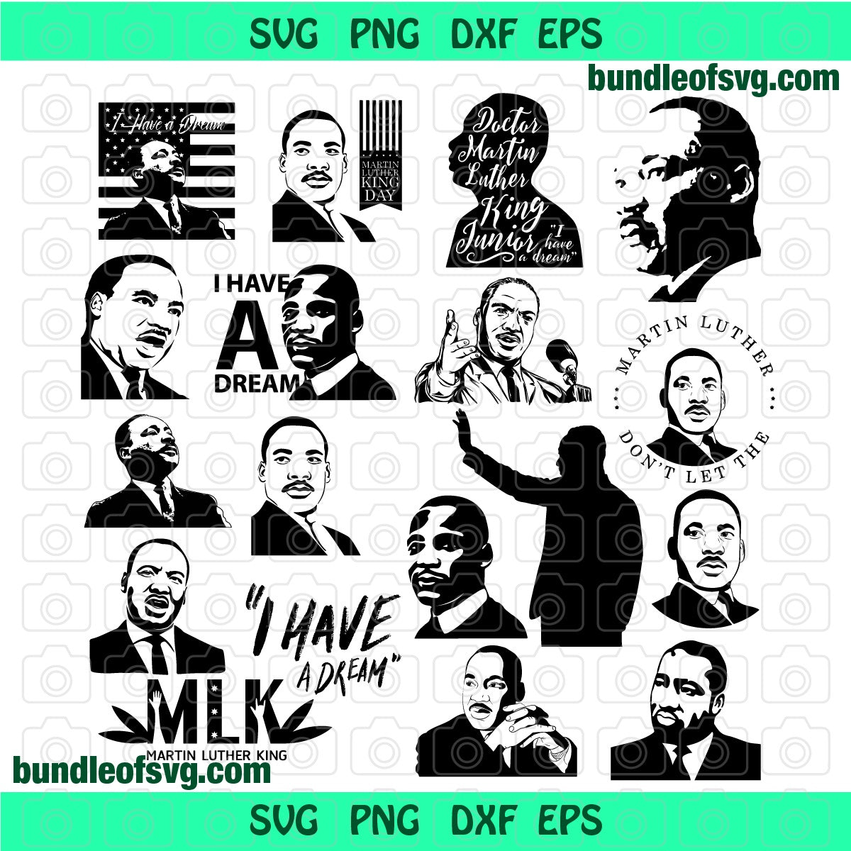 Martin Luther King heads SVG bundle, vector images - free svg file