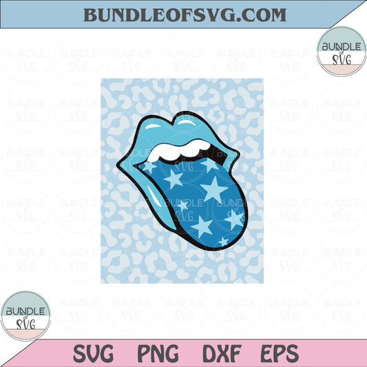 Blue Lips Svg Leopard Decor Png Mouth Tongue Lips Blue Stars Svg Png Dxf Eps files Cameo Cricut - BundleofSVG