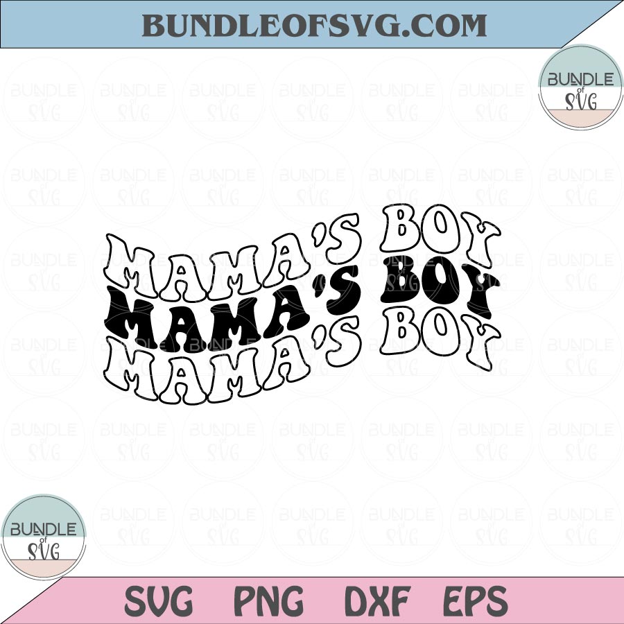 Boy Mama Svg Retro Love Mama's Boy Svg Wavy Letters Svg Png Dxf Eps files Cameo Cricut - BundleofSVG