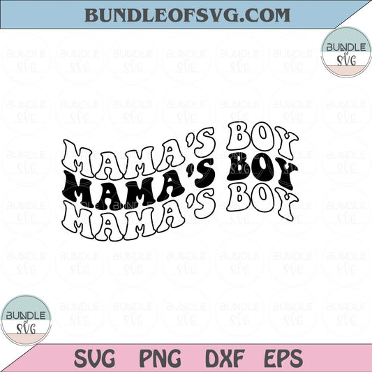 Boy Mama Svg Retro Love Mama's Boy Svg Wavy Letters Svg Png Dxf Eps files Cameo Cricut - BundleofSVG