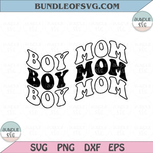 Boy Mom Svg Retro Wavy Letters Boy Mama Svg Boy Love Mom Svg Png Dxf Eps files Cameo Cricut