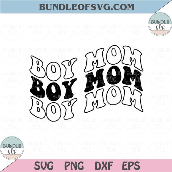 Boy Mom Svg Retro Wavy Letters Boy Mama Svg Boy Love Mom Svg Png Dxf Eps files Cameo Cricut