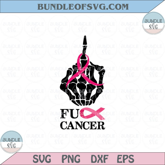 Breast Cancer Awareness Svg Fuck Cancer Middle Finger Ribbon Svg Png Dxf Eps files Cameo Cricut - BundleofSVG