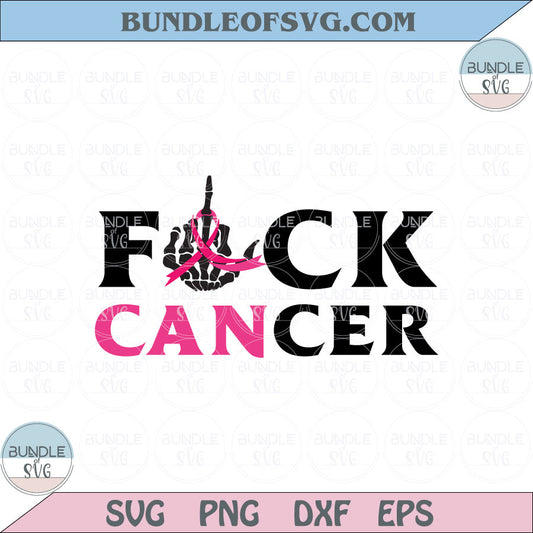 Breast Cancer Warrior Svg Middle Finger Skeleton Fuck Cancer Svg Png Dxf Eps files Cameo Cricut
