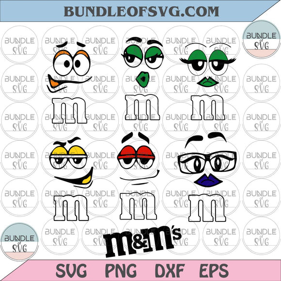 Bundle M and M Faces svg M&M's SVG Birthday Party Family svg eps dxf png files silhouette cameo cricut