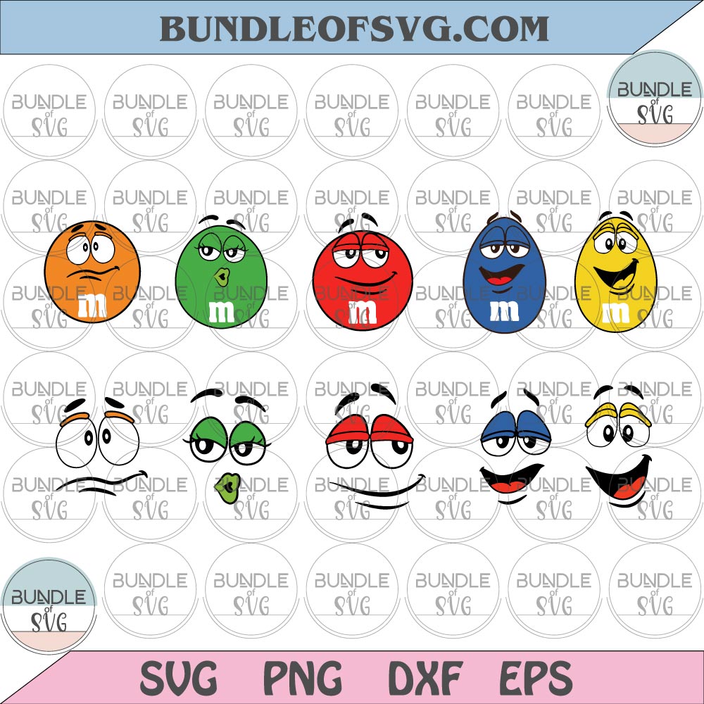 Bundle M and M svg M and M Faces and Letter M M&M SVG birthday Inviation svg eps dxf png files silhouette cameo cricut - BundleofSVG