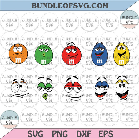Bundle M and M svg M and M Faces and Letter M M&M SVG birthday Inviation svg eps dxf png files silhouette cameo cricut - BundleofSVG