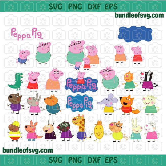 Bundle Peppa Pig svg Silhouette Peppa Pig Family Shirt dxf eps png cut files clipart cameo cricut Printable Iron digital download