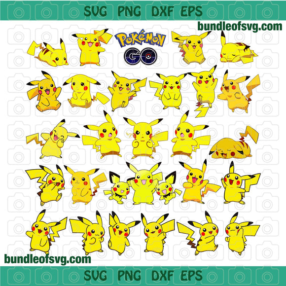 Bundle Pokemon Pikachu SVG Pikachu clipart Pikachu Birthday Party svg png dxf eps cut files Cameo Cricut
