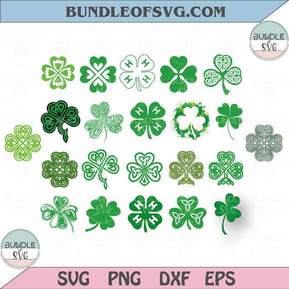 Bundle Shamrock Svg St Patrick's Day 4H 4 leaf Clover Svg Shamrock Png Irish svg png dxf files cricut