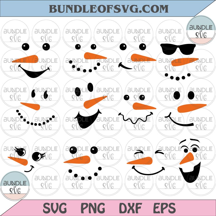 Bundle Snow Man SVG Bundle Snowman Face svg Snow Man Christmas svg eps png dxf cut files cricut - BundleofSVG