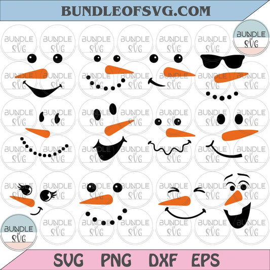 Bundle Snow Man SVG Bundle Snowman Face svg Snow Man Christmas svg eps png dxf cut files cricut - BundleofSVG