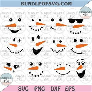 Bundle Snow Man SVG Bundle Snowman Face svg Snow Man Christmas svg eps png dxf cut files cricut
