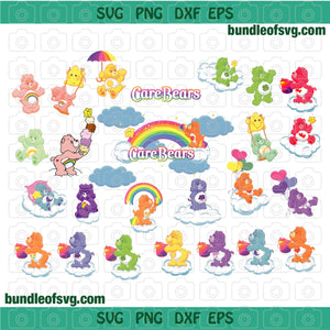 Care Bears Party Supplies SVG Shirt Care Bear Decor banner Birthday Gift Invitation printable art svg eps png dxf cut file cricut